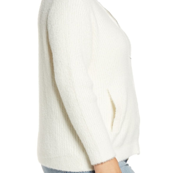 1.State Zip Front Eyelash Bomber Sweater - Picture 8 of 12